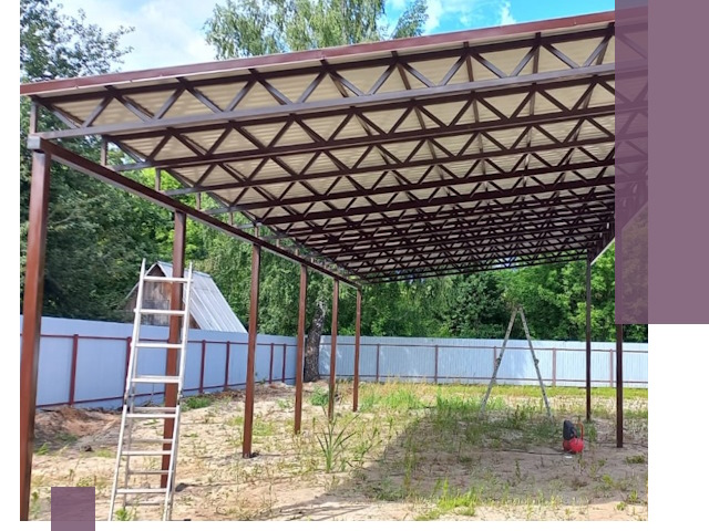 Односкатные навесы под ключ в Зиме — изготовление и монтаж