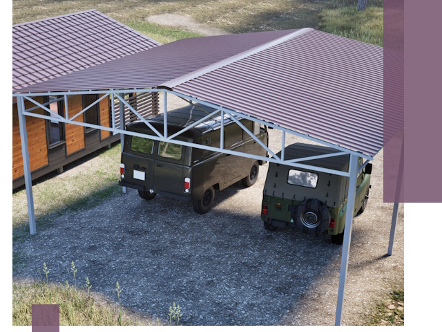 Двускатные навесы под ключ в Зиме — изготовление и монтаж