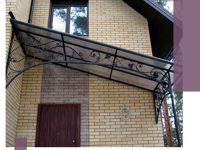 Односкатные козырьки из металла под ключ в Зиме